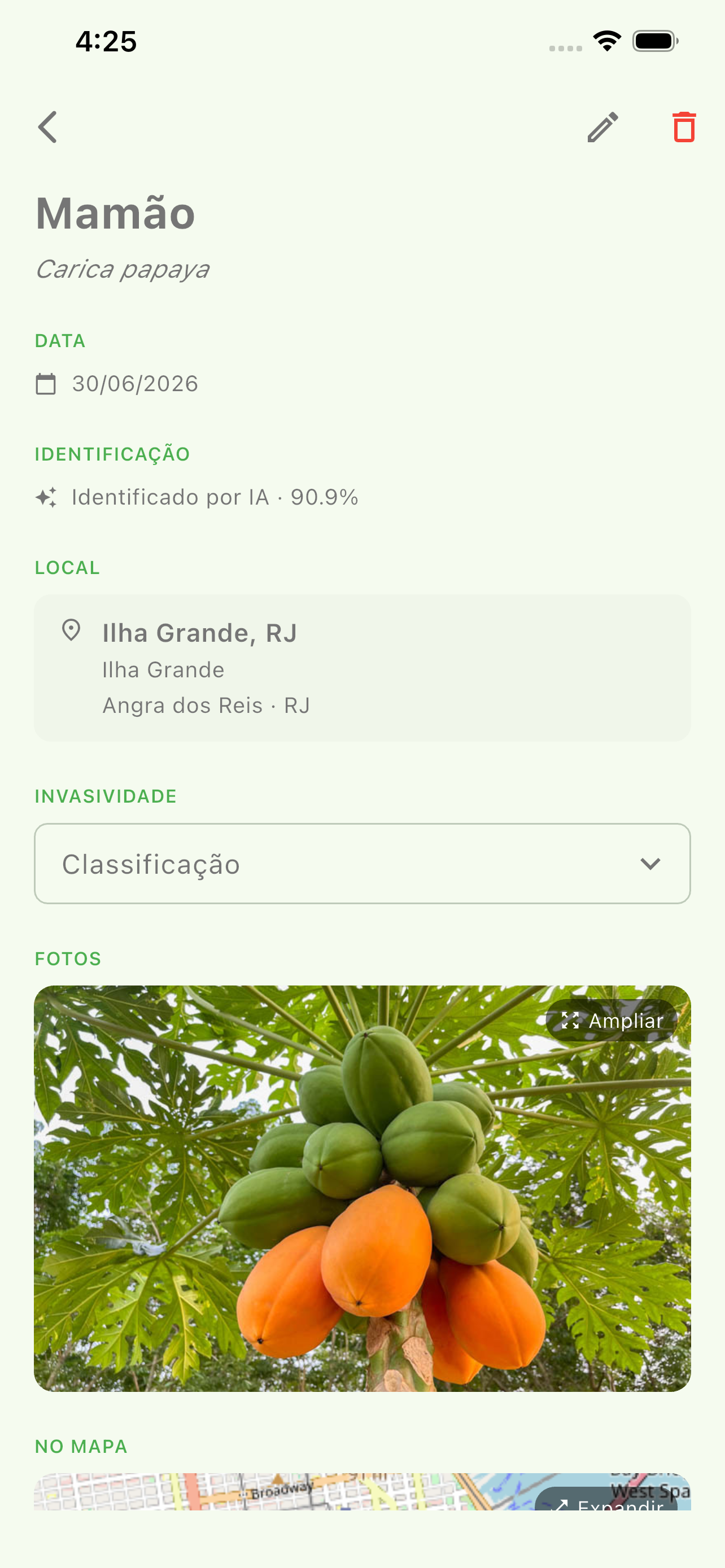 Detalhe de ocorrência